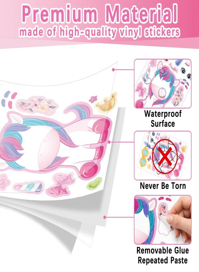 EUUBIRD 24 Pcs Make Your Own Unicorns Sticker Sheet, Unicorns Party Favors Face Stickers for Kids Girls Toddlers Activities Bags Unicorns Birthday Party Favors Supplies Craft - Image 4